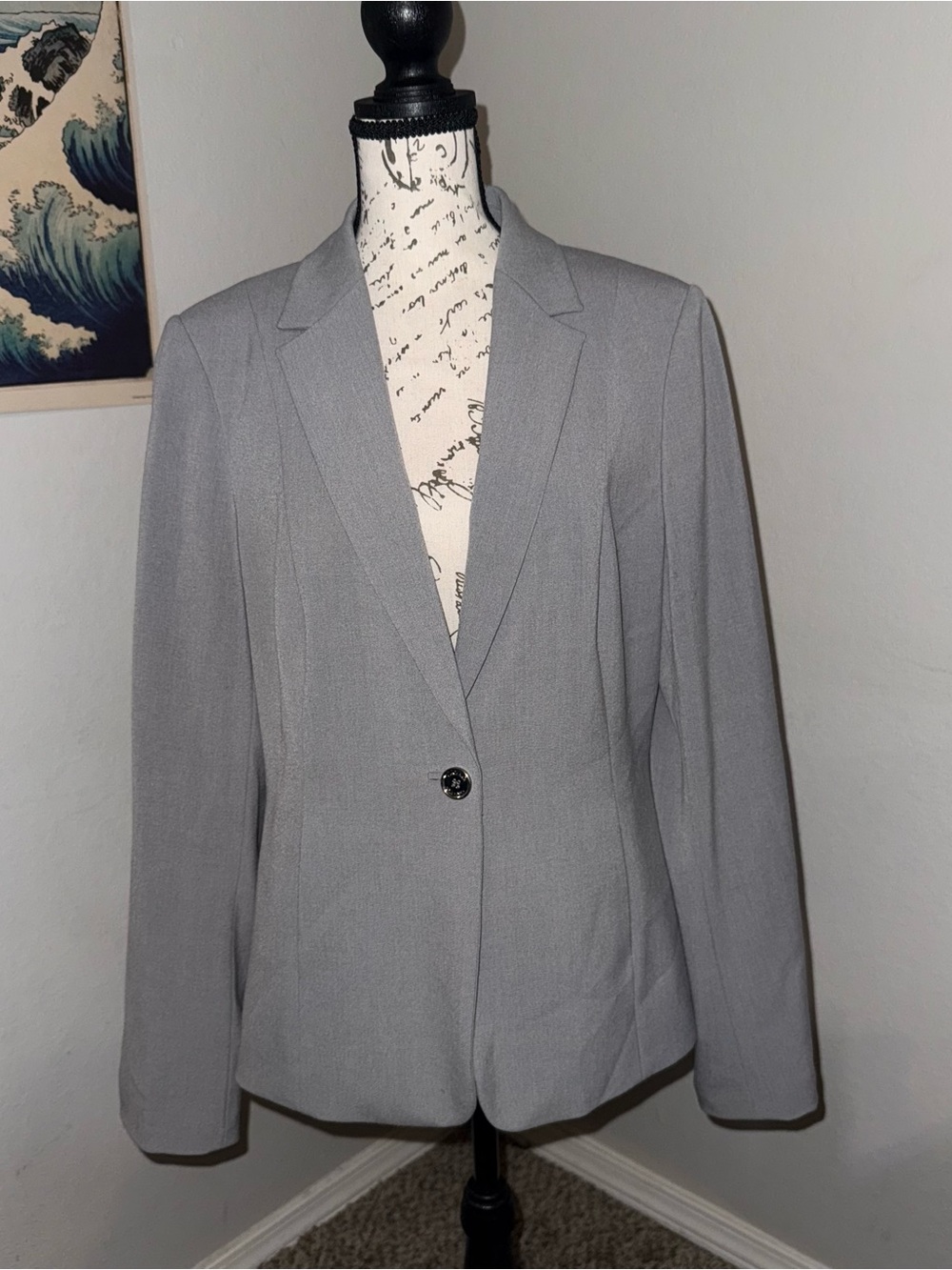 Calvin Klein Work Business Casual Sleek Classic Light Gray Single-Button Blazer
